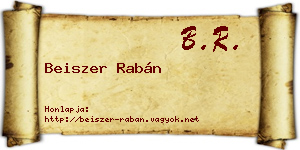 Beiszer Rabán névjegykártya